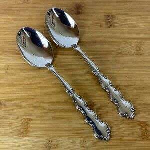 Oneida Deluxe Mozart Stainless Steel 2 Soup Spoons Replacement Flatware 80s